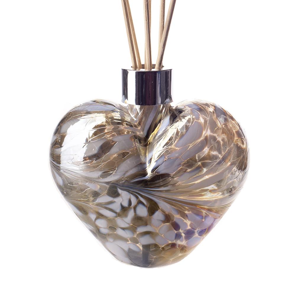 Amelia Art Glass Silver & Pearl White Heart Reed Diffuser Gift Set  Extra Image 1